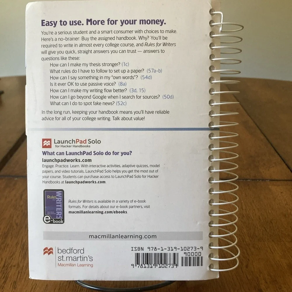 Rules for Writers Sprial/Tabbed Version 9th Edition (Like New)